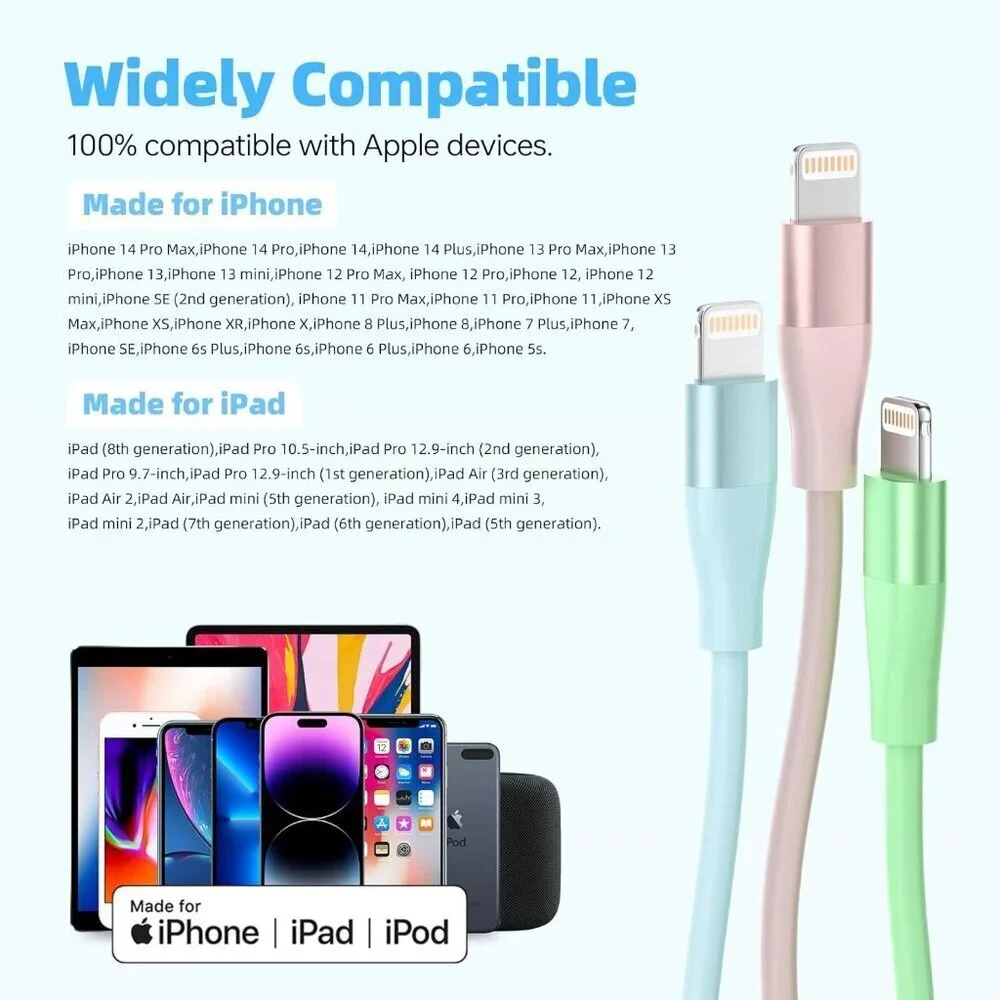 iPhone Charger 3Pack 10 FT Apple MFi Certified Lightning Cable Fast Charging iPh
